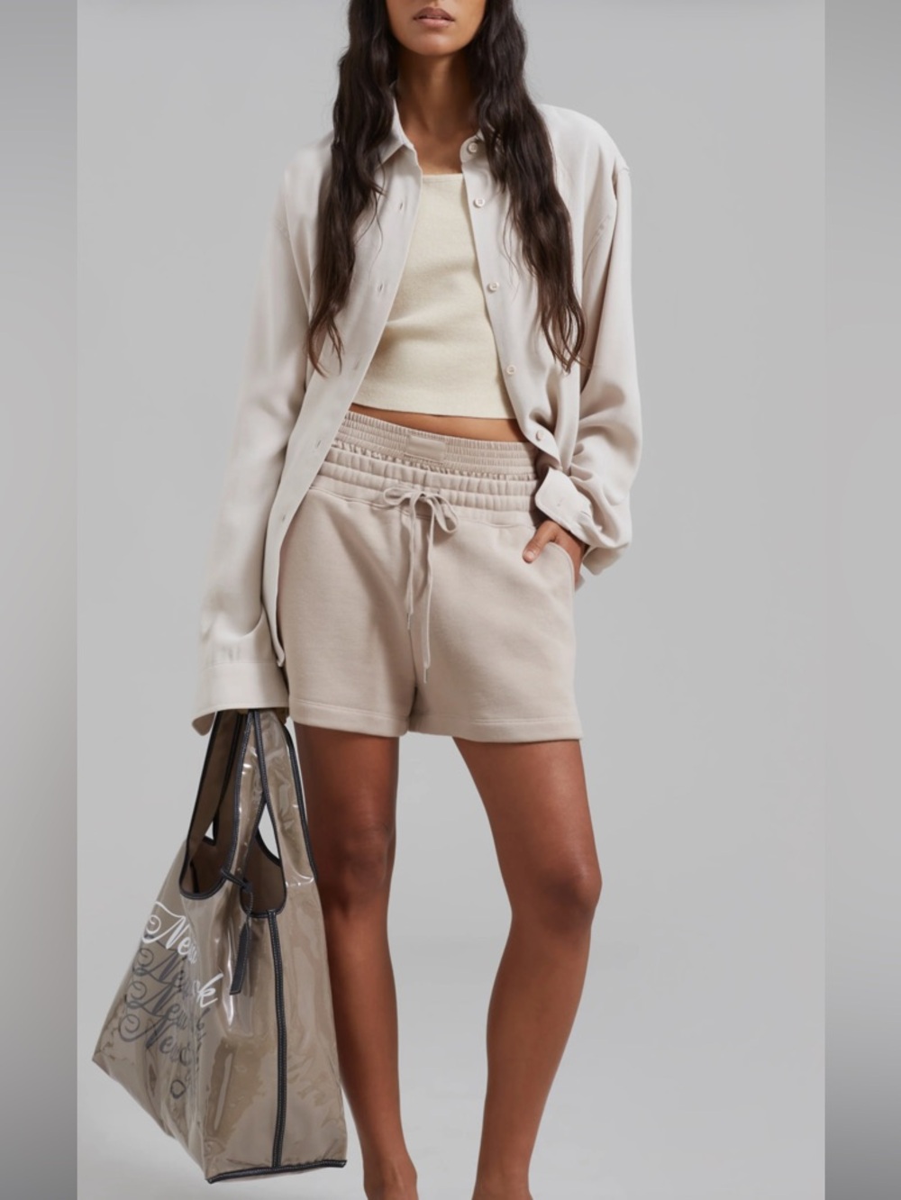 Phillip Lim sweatshort with satin boxer colour: concrete